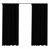 Cumpara ieftin Draperii opace aspect in, carlige, 2 buc., negru, 140 x 175 cm