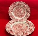 2 FARFURII ADANCI DIN PORTELAN ENGLEZESC ENOCH WOOD&#039;S &quot;ENGLISH SCENERY&quot; D23CM