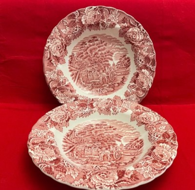 2 FARFURII ADANCI DIN PORTELAN ENGLEZESC ENOCH WOOD&amp;#039;S &amp;quot;ENGLISH SCENERY&amp;quot; D23CM foto