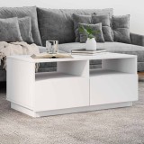 VidaXL Măsuță de cafea cu lumini LED, alb, 90x49x40 cm