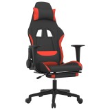 Cumpara ieftin Scaun de gaming cu masaj/suport picioare, negru si rosu, textil