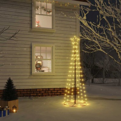vidaXL Brad de Crăciun conic, 108 LED-uri, alb cald, 70x180 cm foto
