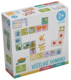 Joc educational pentru copii, Domino piese mari gigant, KuKiKuk Efko,28 piese printate pe ambele fete cu fructe si obiecte gradinarit, carton gros, an