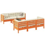 Set canapele grădină cu perne, 7 piese, maro, lemn masiv de pin