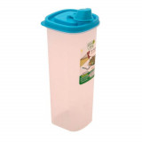 Cutie Depozitare cu Capac si Picurator, 9x9x23 cm, 0.75 L, Plastic Transparent, Recipient cu Picurator, Cutii din Plastic pentru Depozitare cu Picurat, Zorex