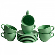 Set 6 cesti cu farfurie pentru cafea, Cesiro, 160 ml, Verde Menta de Apa foto