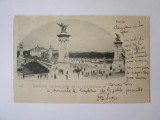Carte postala circ.1900 Paris-Expozitia Universala 1900-Podul Alexandru III, Circulata, Franta, Printata