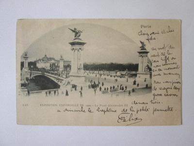 Carte postala circ.1900 Paris-Expozitia Universala 1900-Podul Alexandru III foto