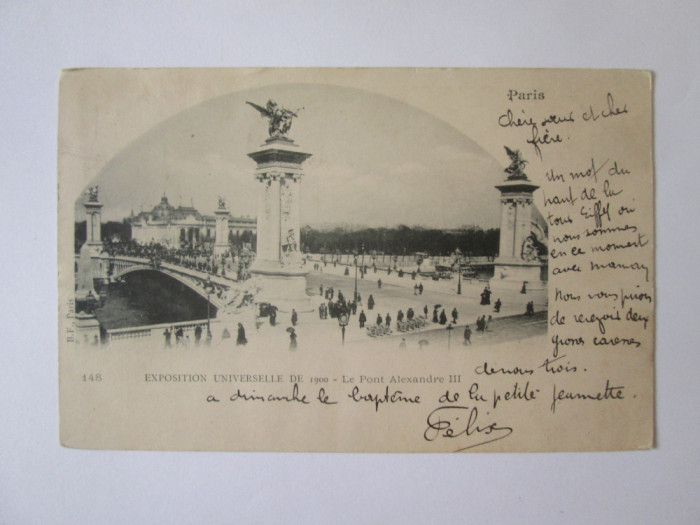 Carte postala circ.1900 Paris-Expozitia Universala 1900-Podul Alexandru III