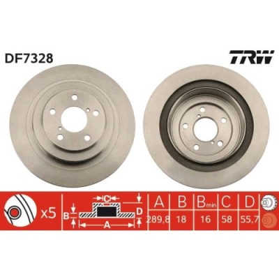 Set discuri frana spate TRW, Subaru Forester (Sg ), 02.2002-12.2012, Forester (Sh ), 12.2007-, Impreza Combi (GG/GD), 1999-2009, Legacy IV, 09.2003-1 foto