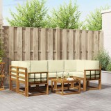 vidaXL Set de canapele de exterior cu pernă 7 pcs Natural și Crem 3366088
