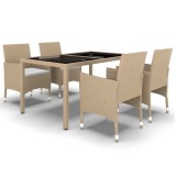 Cumpara ieftin Set mobilier de gradina,5 piese,bej,poliratan/sticla securizata