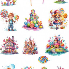 Sticker decorativ Bomboane, Albastru-Roz, 90 cm, 8135ST-12