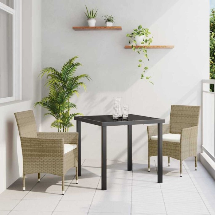 vidaXL Set de masă pentru grădină cu pernă 3 pcs Bej Rattan poli 3379737