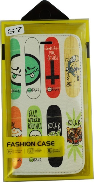 Husa Book Pocket Magnetic Lock pentru Samsung S7, Model Skateboard