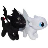 Set 2 jucarii din plus Toothless 25 cm si Light Fury Sparkle, Dragons, 28 cm, Play By Play