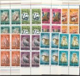 ROMANIA 1985 LP 1123 FAUNA PROTEJATA BLOCURI DE 4 TIMBRE MNH, Nestampilat