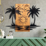 Decoratiune de perete, Hawaii 2, lemn/metal, 74 x 57.5 cm, negru/maro, Enzo