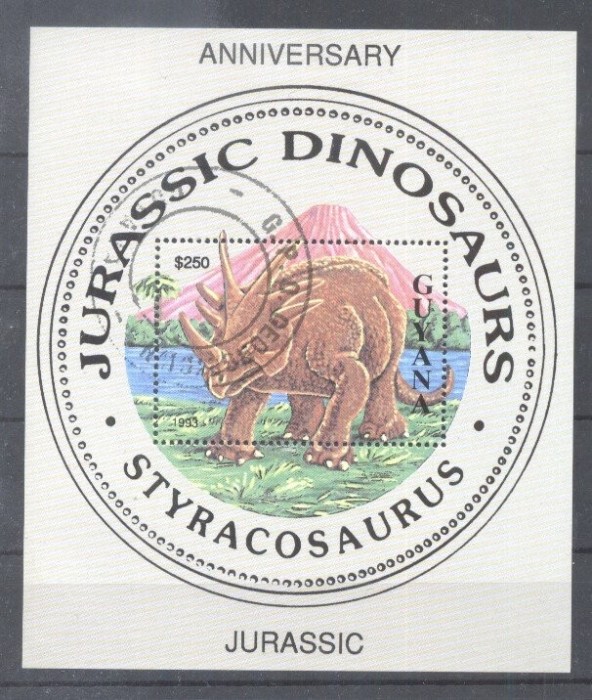 Guyana 1993 Prehistoric animals Jurassic perf sheet used L.119