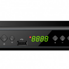 Receptor TV terestru, DVB-T2 H.265/HEVC EV111P, functie inregistrare programe, telecomanda programabila, USB, SCART, HDMI