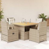 VidaXL Set mobilier de grădină cu perne, 5 piese, bej, poliratan