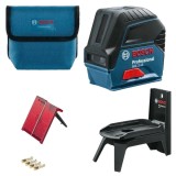Bosch GCL 2-15 + RM 1 - Nivela laser cu linii si puncte 2 linii laser 15 m 2 puncte laser 10 m +/-0.3 mm/m suport perete geanta textila