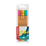Cumpara ieftin Fineliner Stabilo Point 88, varf 0.4 mm, set 6 culori neon