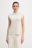 Joseph Ribkoff vestă culoarea bej, light, cu turtleneck, 254935