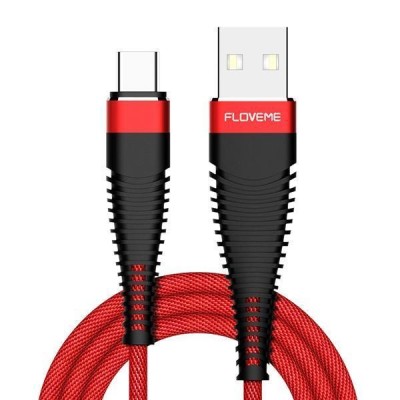 Cablu USB TYPE C 2M Textil Rosu Premium foto