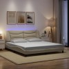 Gossi cadru de pat cu lumina led, crem, 180x200 cm, textil