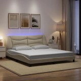 VidaXL Cadru de pat cu LED fără saltea cremă 180x200 cm țesătură