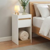 Noptiera Lure 55x30x35 cm alb cu aspect de stejar, cu sertar