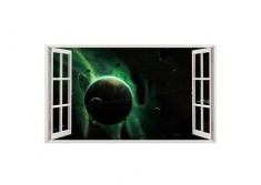 Autocolant decorativ, Fereastra, Planete, Multicolor, 83 cm, 229ST foto