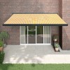 VidaXL Copertină retractabilă, galben/alb, 4x3 m, textil/aluminiu