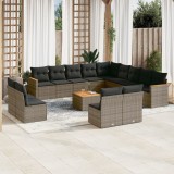 Gossi set mobilier de gradina cu perne, 14 piese, gri, poliratan