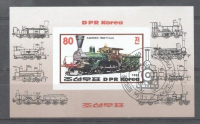 Korea 1983 Trains, imperf. sheet, used T.266 foto