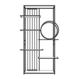 Raft metalic &icirc;n stil modern, design pe mai multe niveluri cu șase rafturi, 100x30x180 cm, Alb + Negru