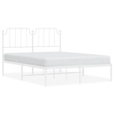 Cumpara ieftin Cadru de pat metalic cu tablie, alb, 135x190 cm
