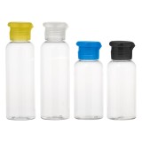 Set Sticlute de Călătorie Transparente cu Capac Colorat, 80ml &amp; 120ml, 4 buc, CMCLASS