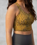 Bustieră Sport din Microfibră &ndash; Suport Ridicat, Confort și Respirabilitate pentru Antrenamente - M - negru/galben-mustar