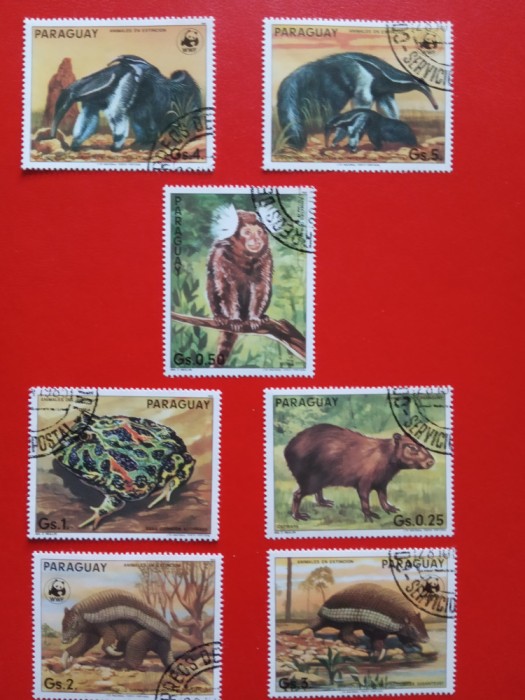 PARAGUAY, ANIMALE &Icirc;N DISPARIȚIE - SERIE COMPLETĂ ȘTAMPILATĂ