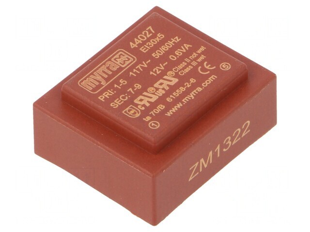 Transformator &Icirc;ncapsulat 0,6VA 117VAC 12V 50mA PCB