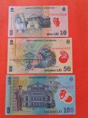 Bancnota 10 lei + Bancnota 50 lei + Bancnota 100 lei 2005(2005) - xf++++ -&gt; aUNC