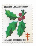 Statele Unite - Timbru cenusareasa Asociatia Americana a Plamanilor, "Urari de sarbatori" Craciun, 1984 - neobliterat
