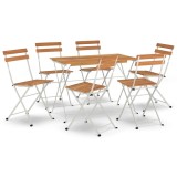 Set de bistro pliabil, 7 piese, lemn masiv de acacia si otel
