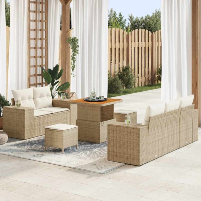 Set de canapele pentru grădină 8 pcs Bej poliratan