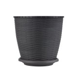 Ghiveci din plastic, Critex, cu farfurie, maro, D 29.5 cm