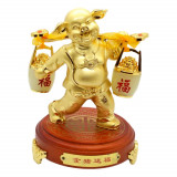 Statueta feng shui porc auriu din metal cu ru yi 16cm, Stonemania Bijou