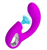 Vibrator Sibel, 10 Moduri Vibratii, 10 Moduri Tapare, Silicon, USB, Mov, 15.5 cm