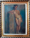 Cumpara ieftin Nud feminim - pictură pe ambele părţi, semnată Iser (?), Ulei, Realism